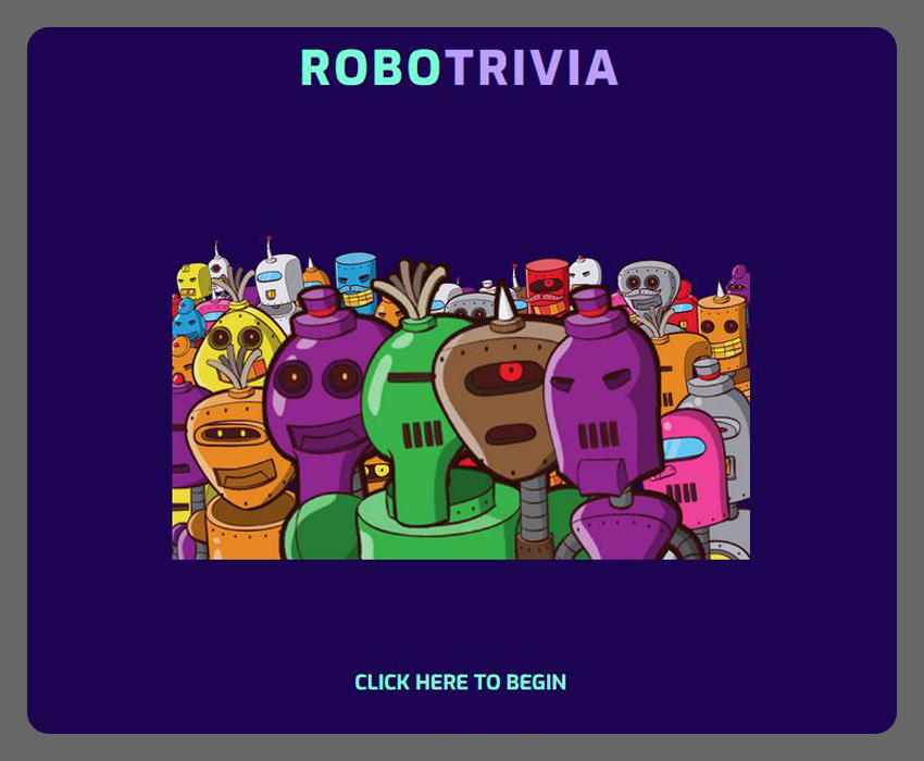 Screen-shot of Robo Trivia App